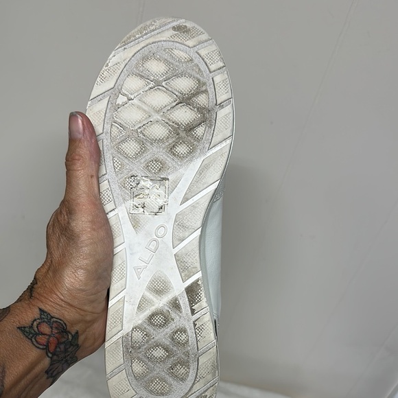 Aldo White and Gold Sneakers with Padded Ankle Collar - Picture 9 of 14